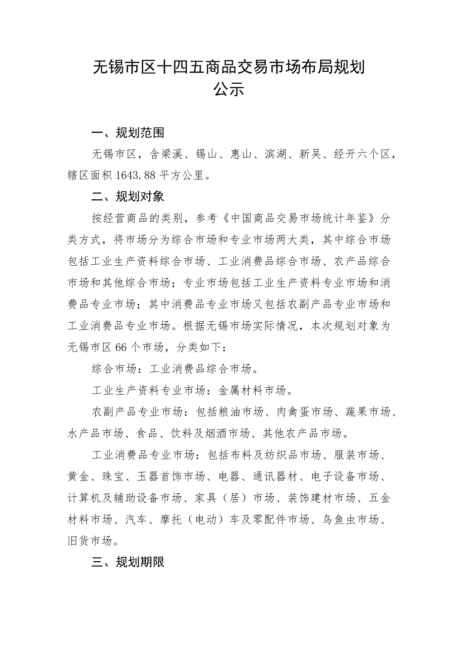 无锡市区十四五商品交易市场布局规划.docx_第1页