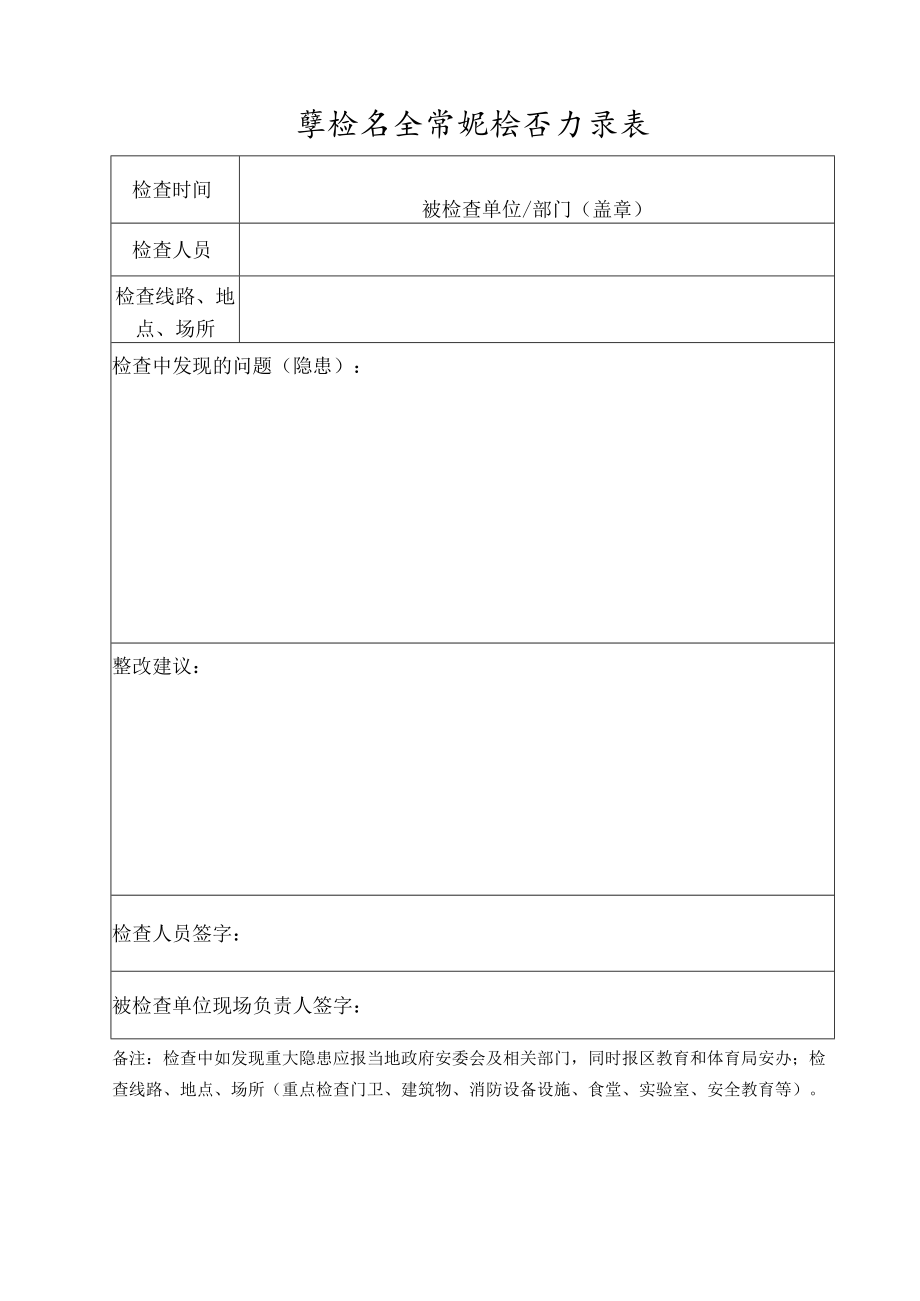 学校安全常规检查记录表.docx_第1页