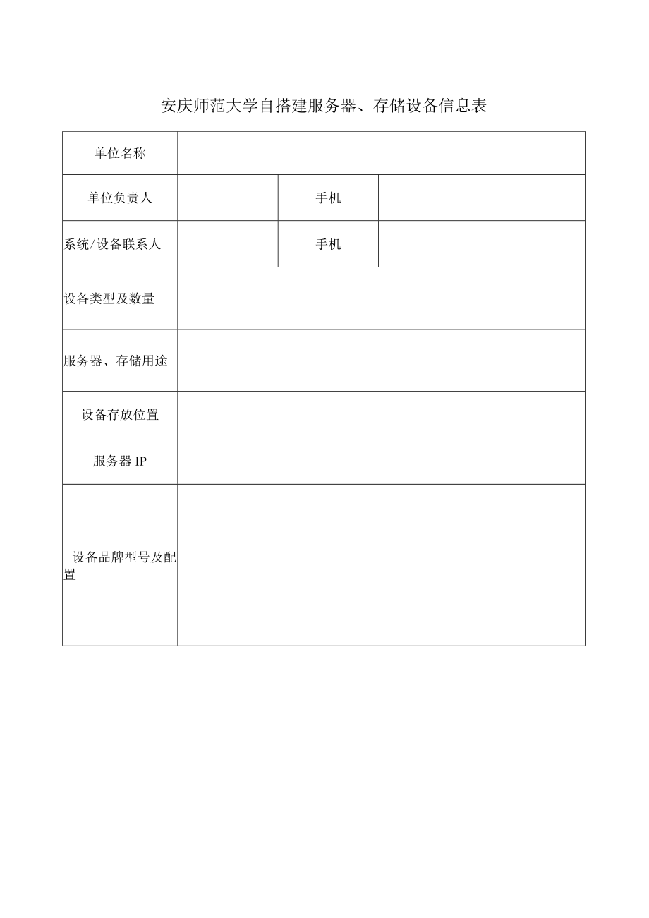 安庆师范大学自搭建服务器、存储设备信息表.docx_第1页