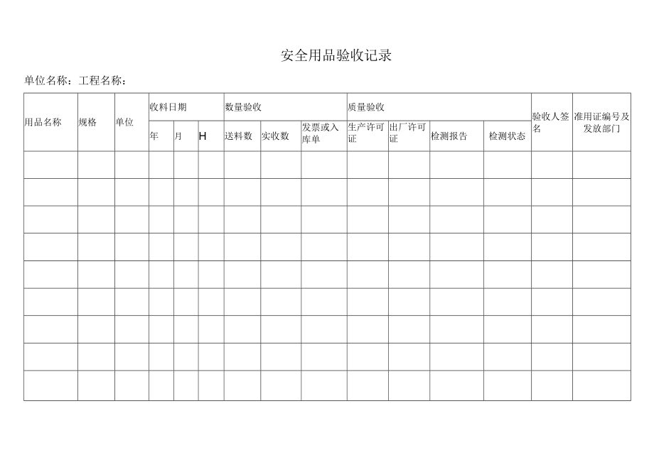 安全用品验收记录.docx_第1页