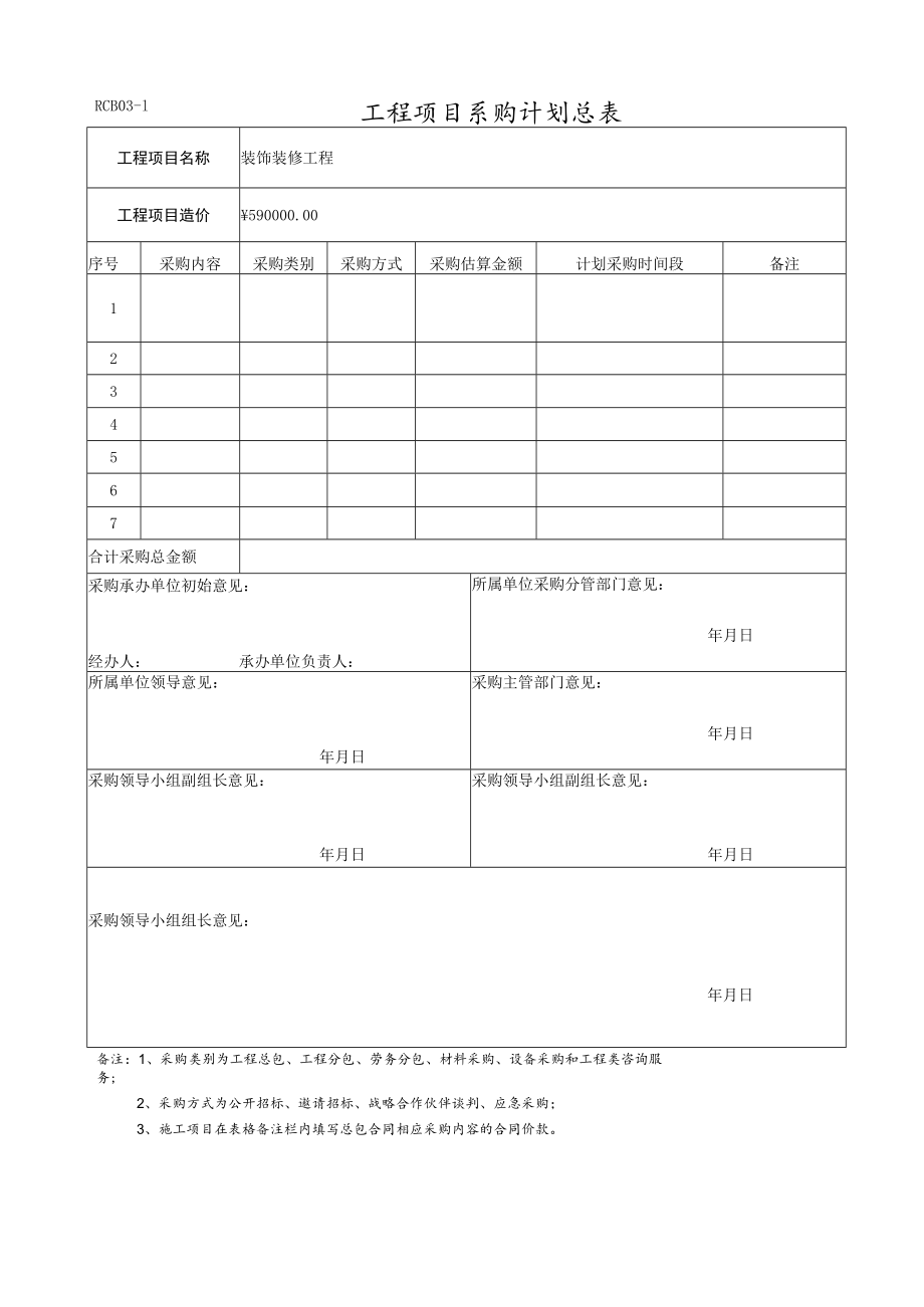 工程项目采购计划总表.docx_第1页