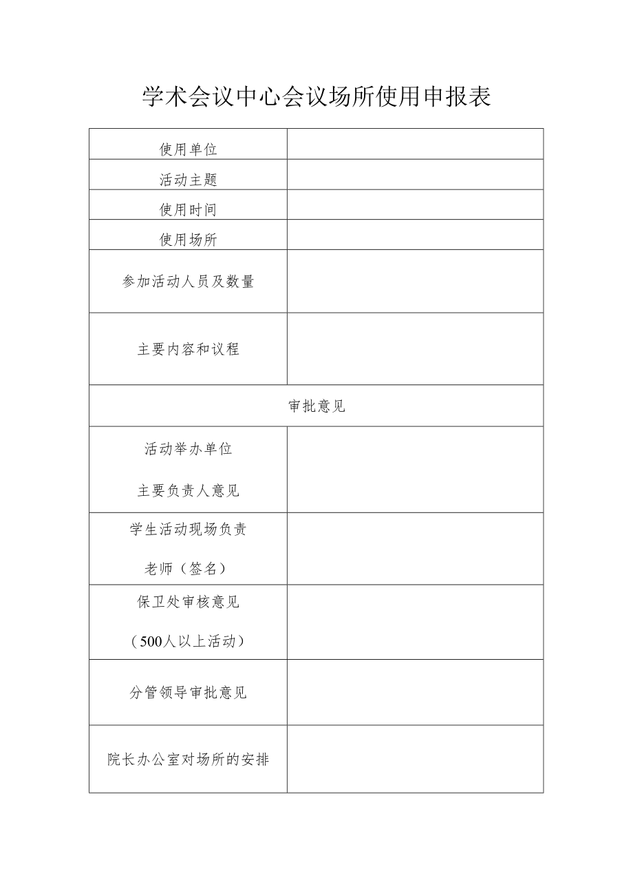 学术会议中心会议场所使用申报表.docx_第1页