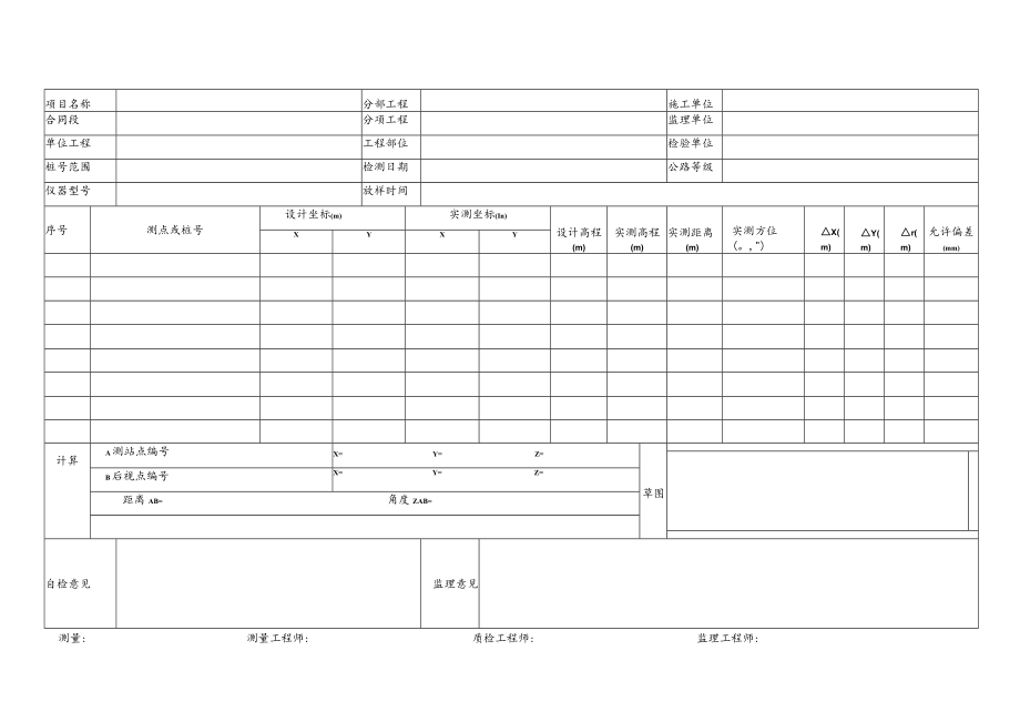 施工放线测量记录表(全站仪).docx_第2页