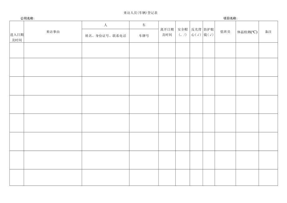 建筑施工来访人员（车辆）登记表.docx_第1页