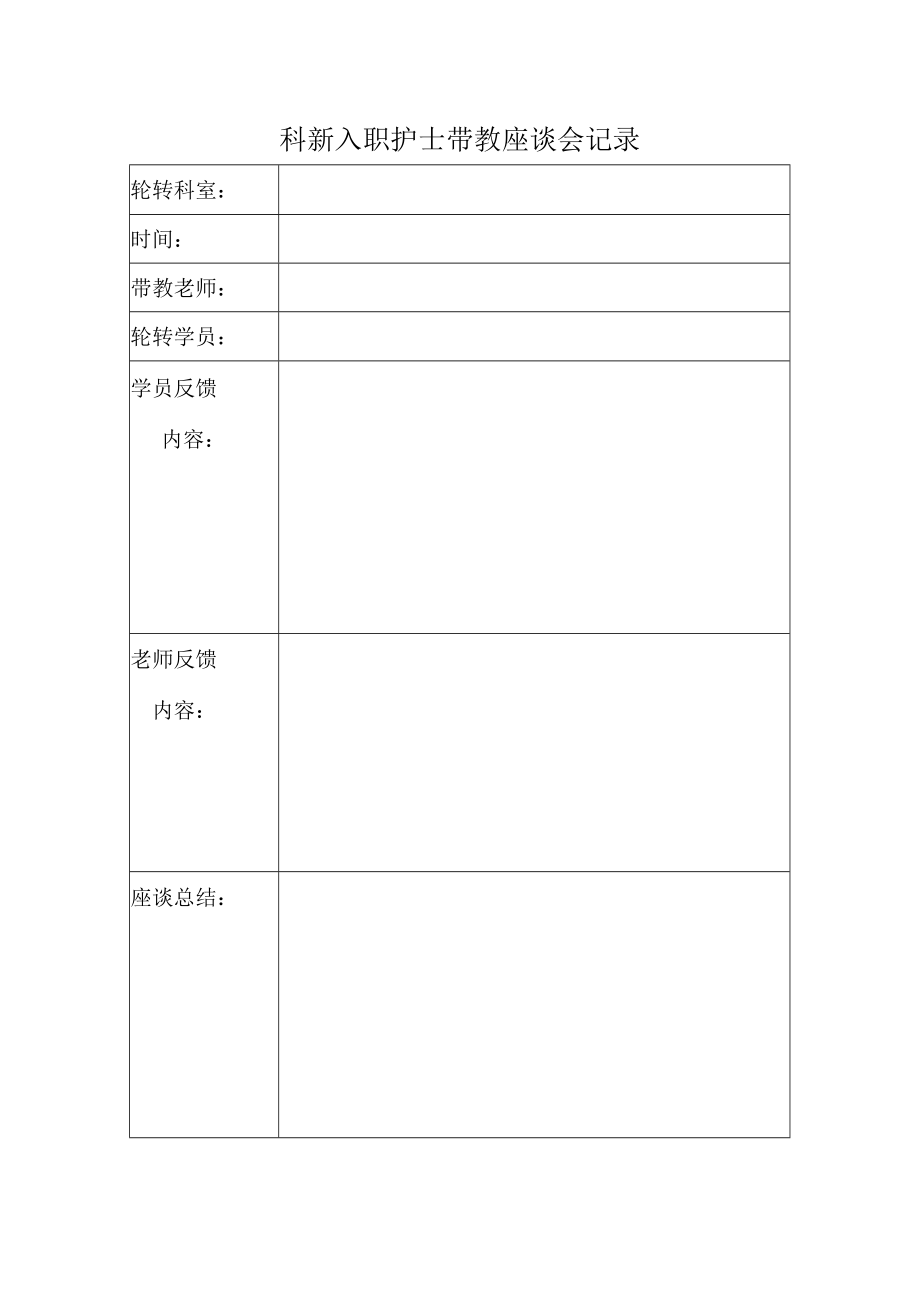 新入职护士带教座谈会记录.docx_第1页