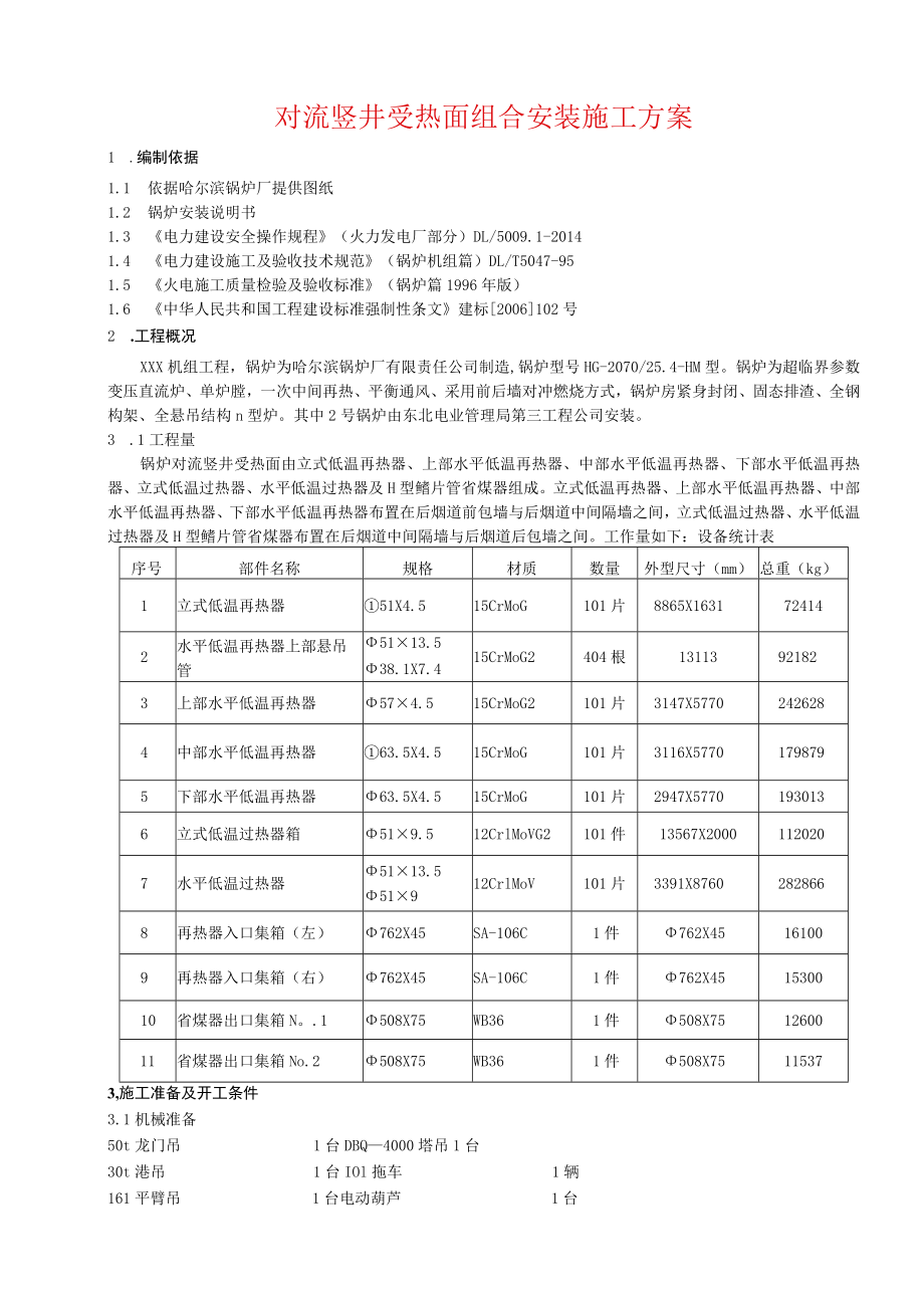 对流竖井受热面组合安装施工方案.docx_第1页