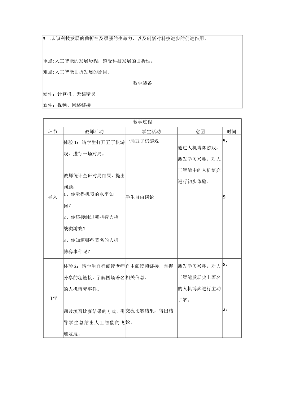 小学人工智能 六年级上册《跌宕起伏的人工智能》教学设计.docx_第2页