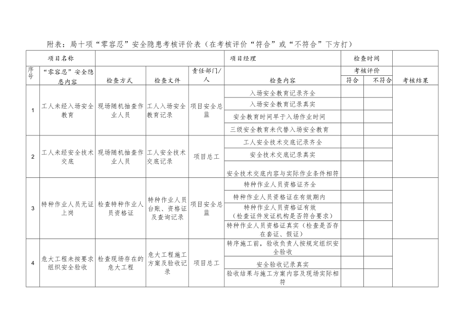 安全工作十项零容忍检查表.docx_第1页