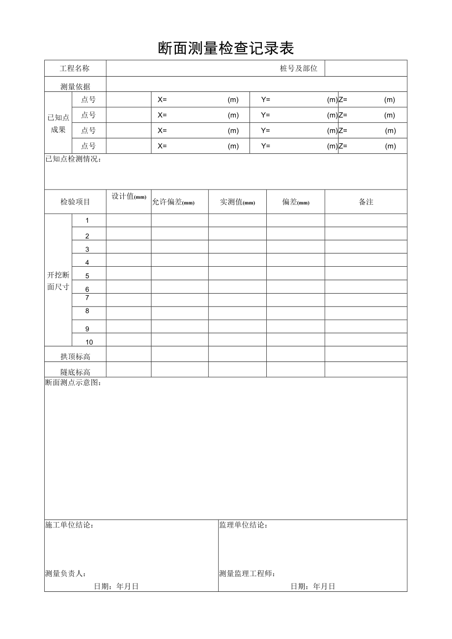 断面测量检查记录表.docx_第1页