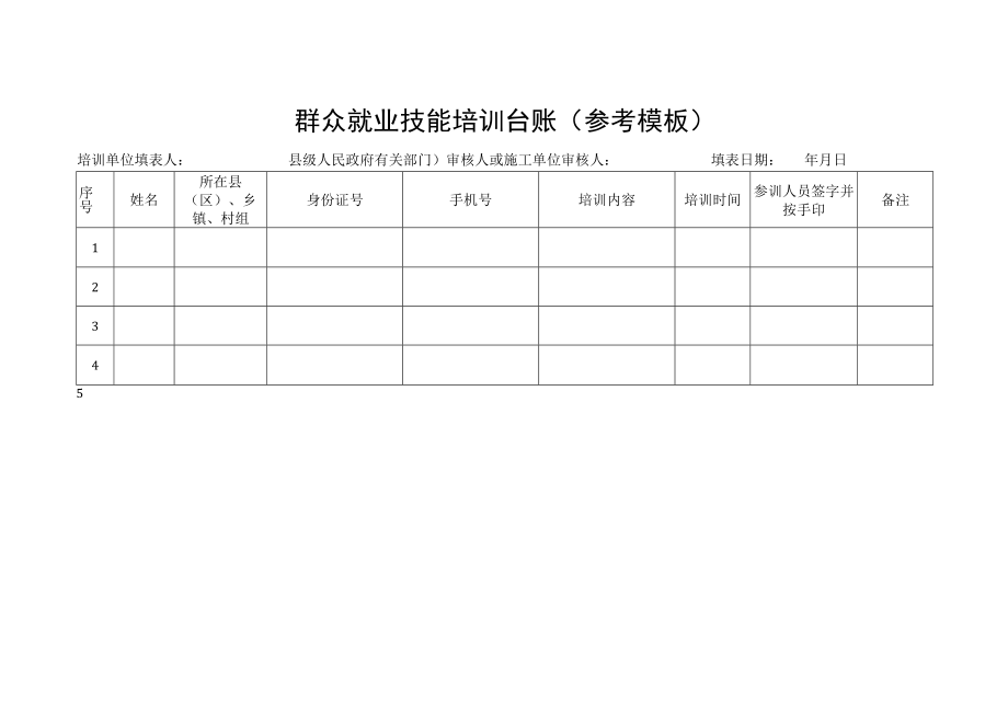 群众就业技能培训台账参考模板.docx_第1页