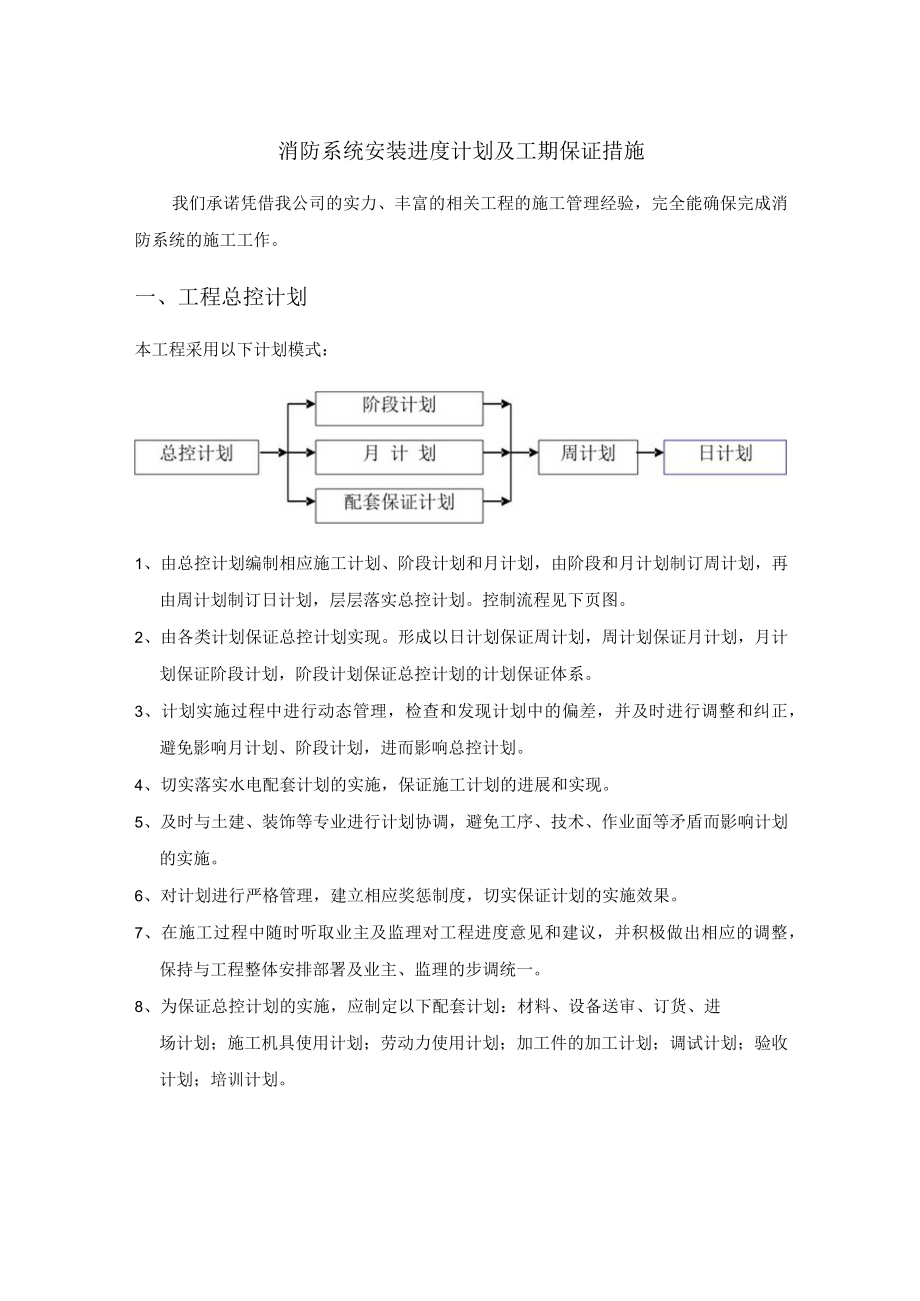 消防系统安装进度计划及工期保证措施.docx_第1页