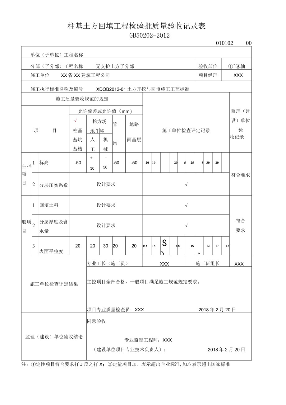 柱基土方回填工程检验批质量验收记录表.docx_第1页