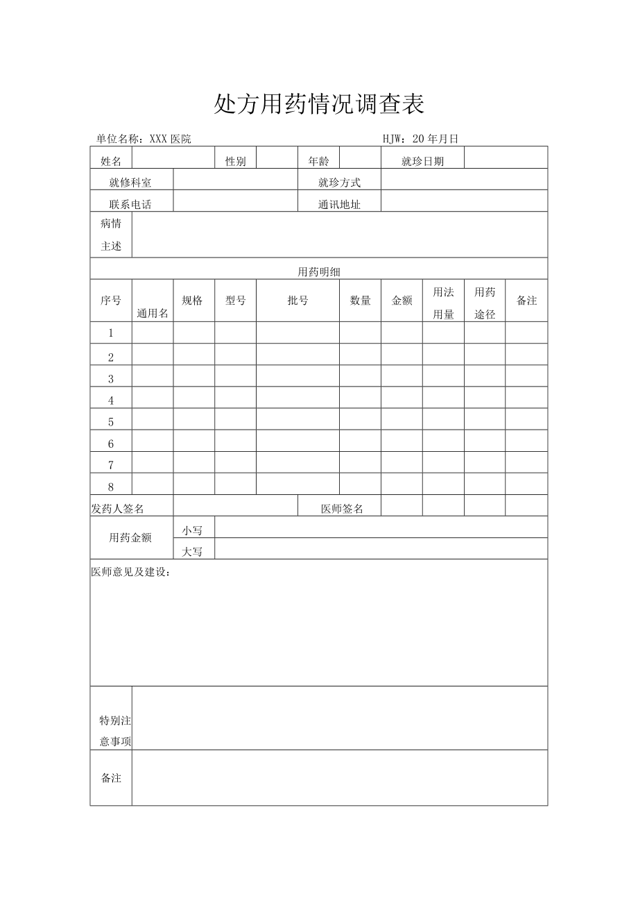 处方用药情况调查表.docx_第1页