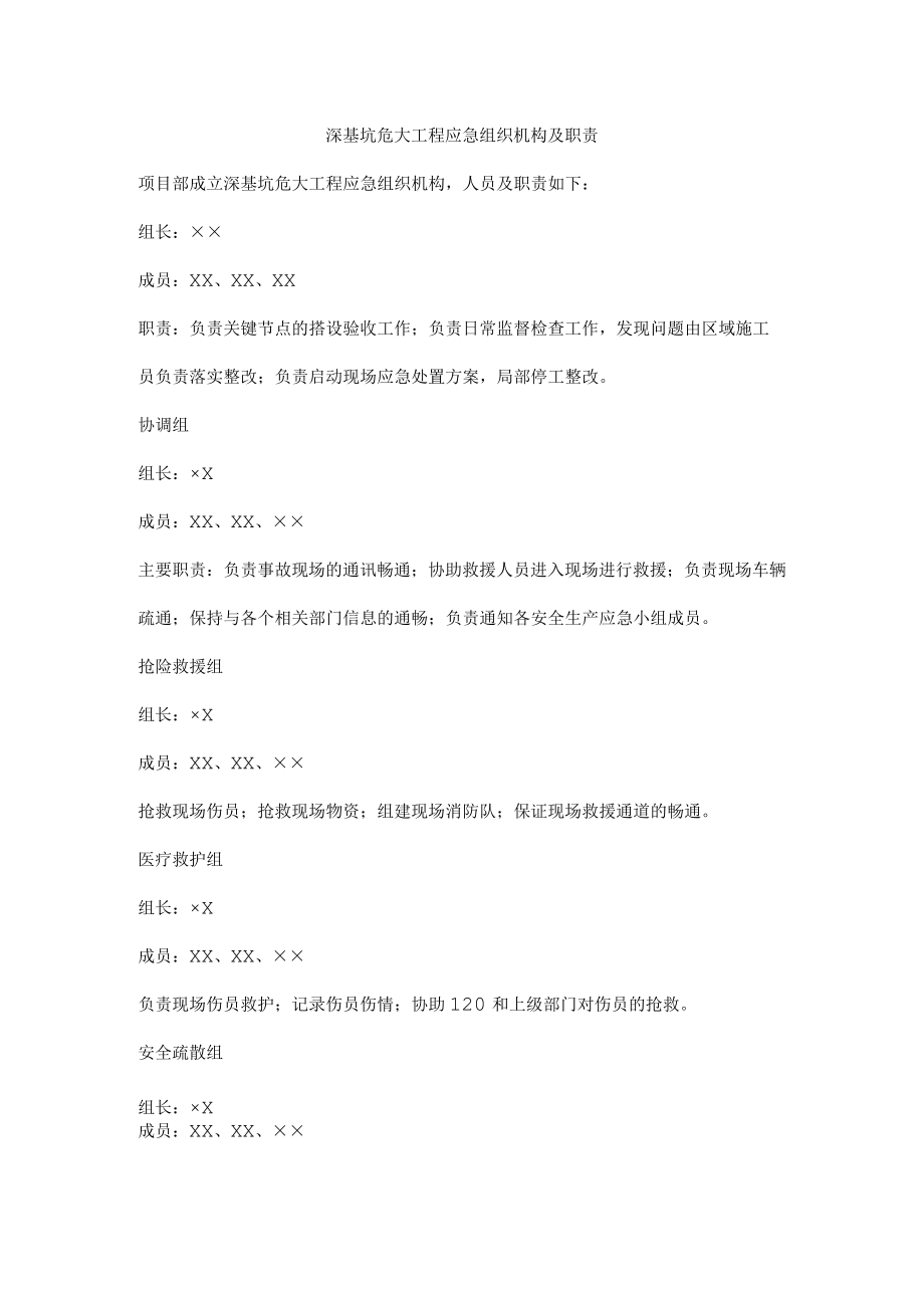 深基坑危大工程应急组织机构及职责.docx_第1页