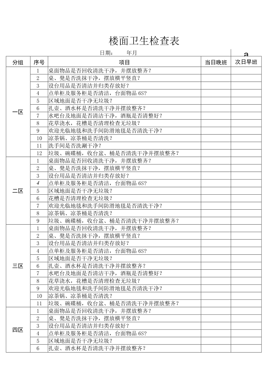 楼面卫生检查表.docx_第1页