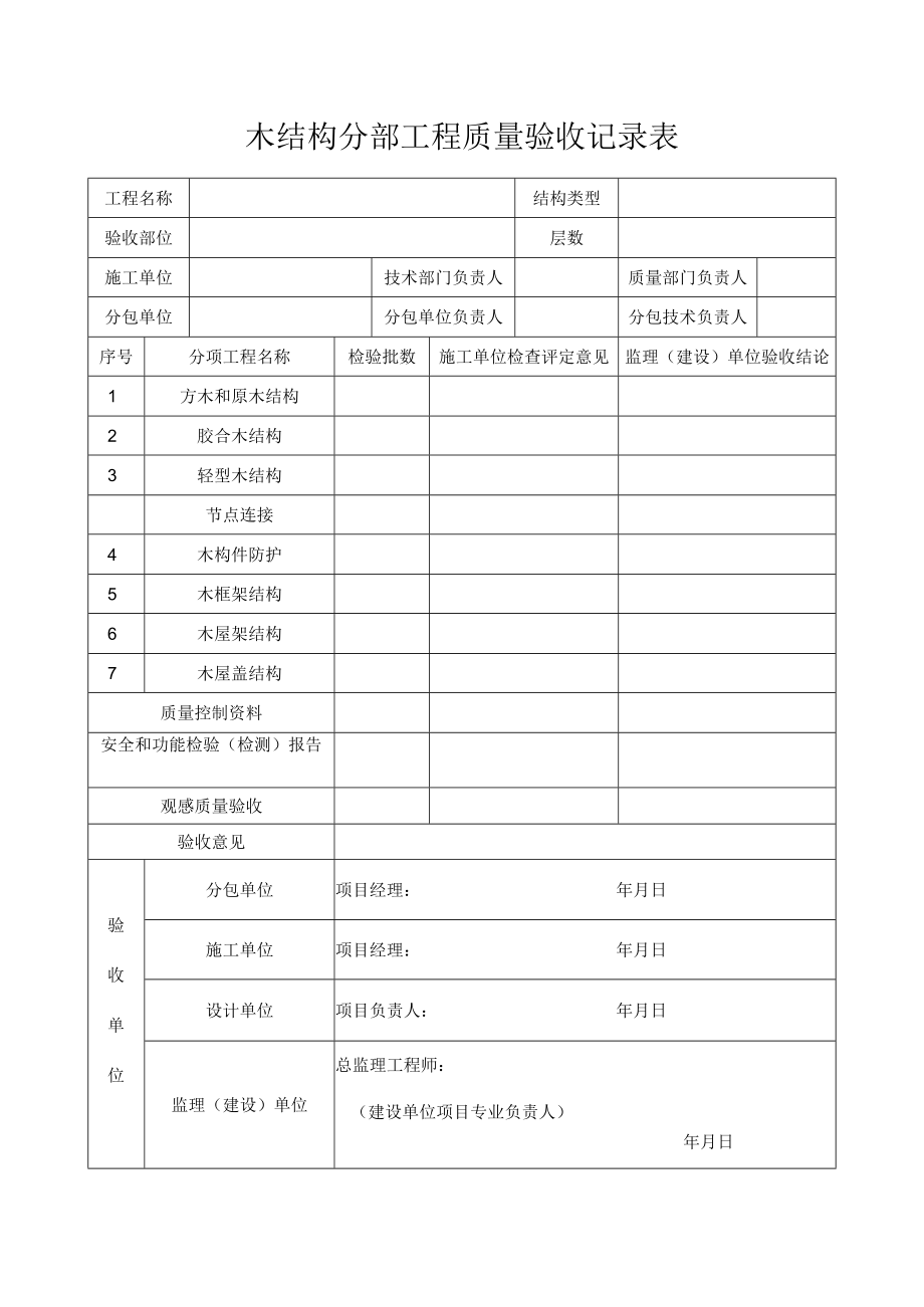 木结构分部工程质量验收记录表.docx_第1页