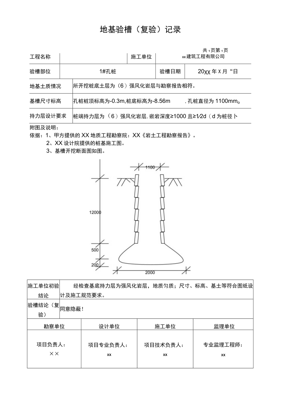 孔桩地基验槽（复验）记录.docx_第1页