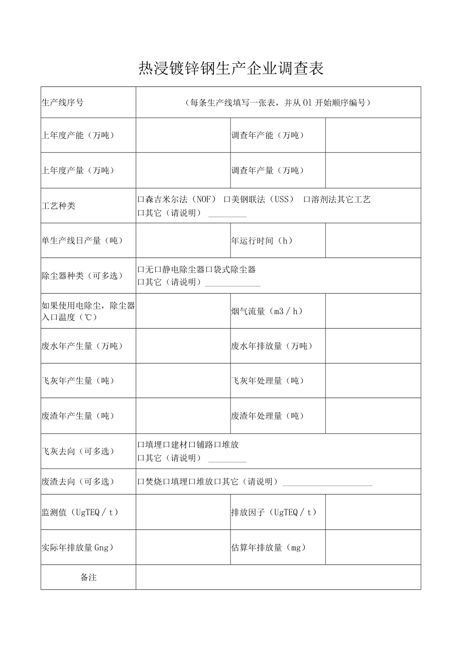 热浸镀锌钢生产企业调查表.docx_第1页