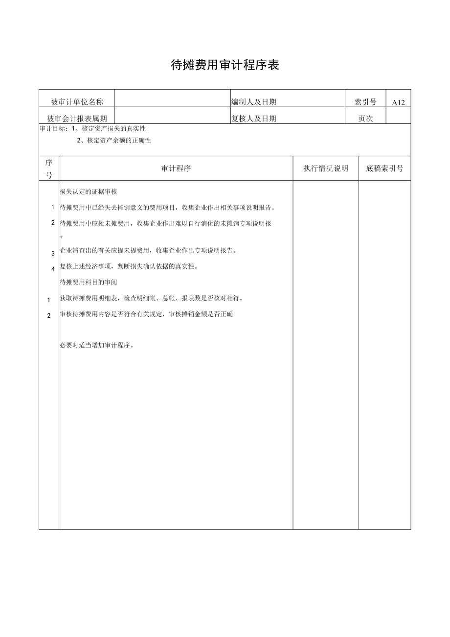 待摊费用审计程序表.docx_第1页