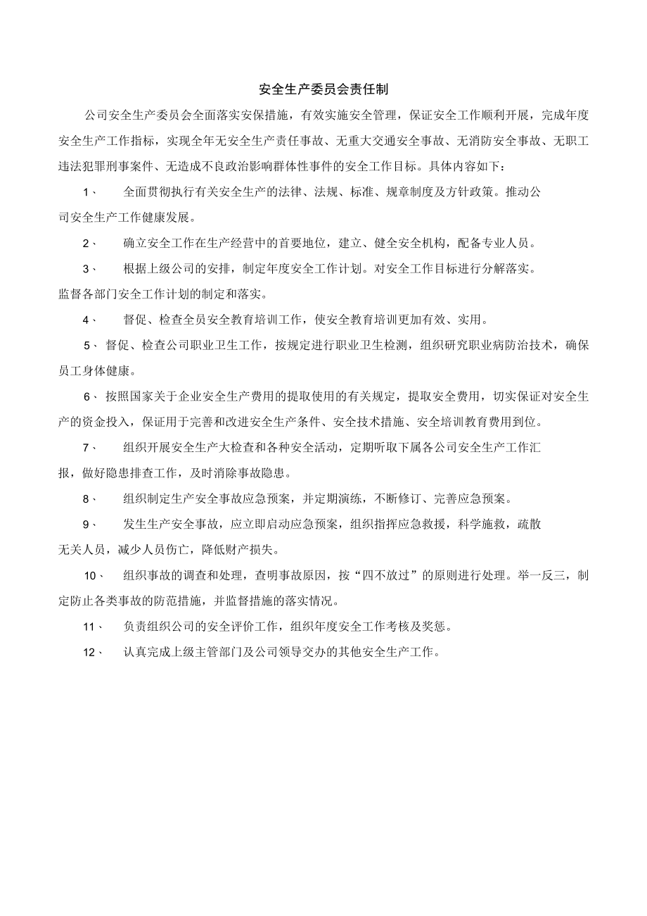 某公司安全生产委员会安全责任制.docx_第1页