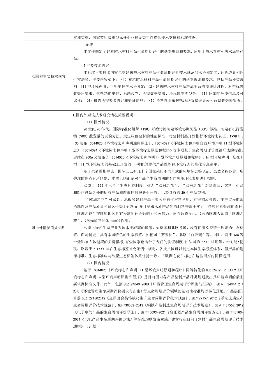 标准项目建议书《产品生命周期评价技术规范 建筑防水材料》.docx_第2页