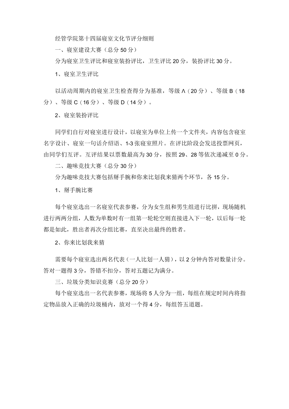 经管学院第十四届寝室文化节评分细则.docx_第1页