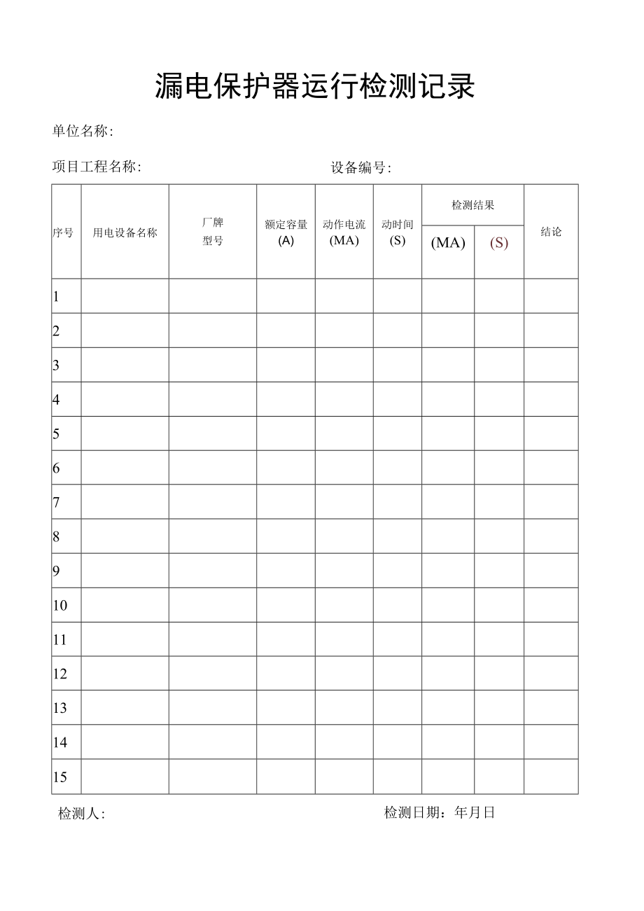 漏电保护器运行检测记录.docx_第1页