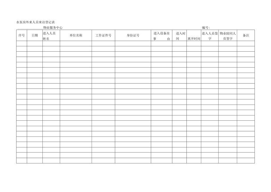 水泵房外来人员来访登记表.docx_第1页