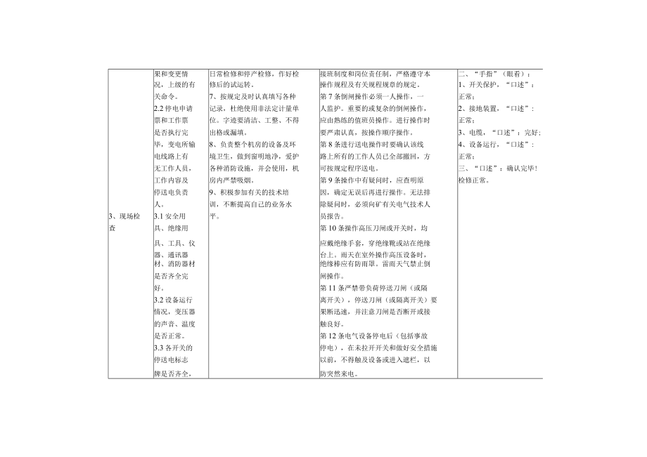 煤矿中央变电所井下配电工作业标准 标准作业卡.docx_第2页