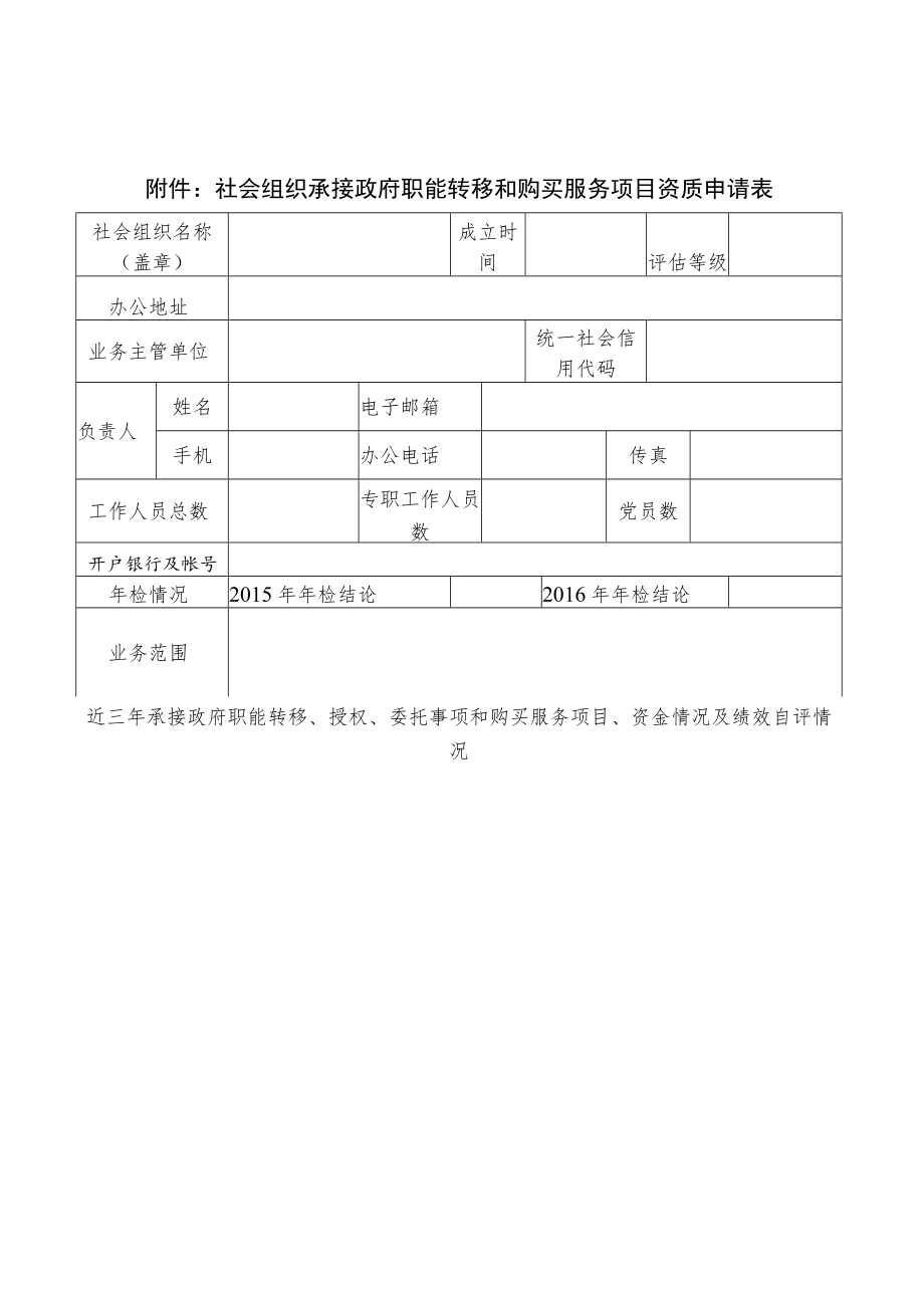 社会组织承接政府职能转移和购买服务项目资质申请表.docx_第1页