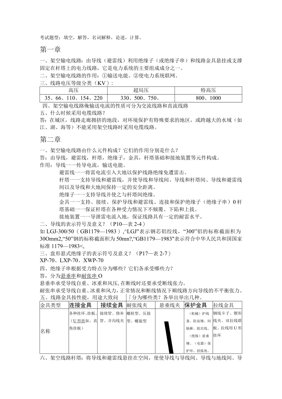 架空输电线路复习资料.docx_第1页