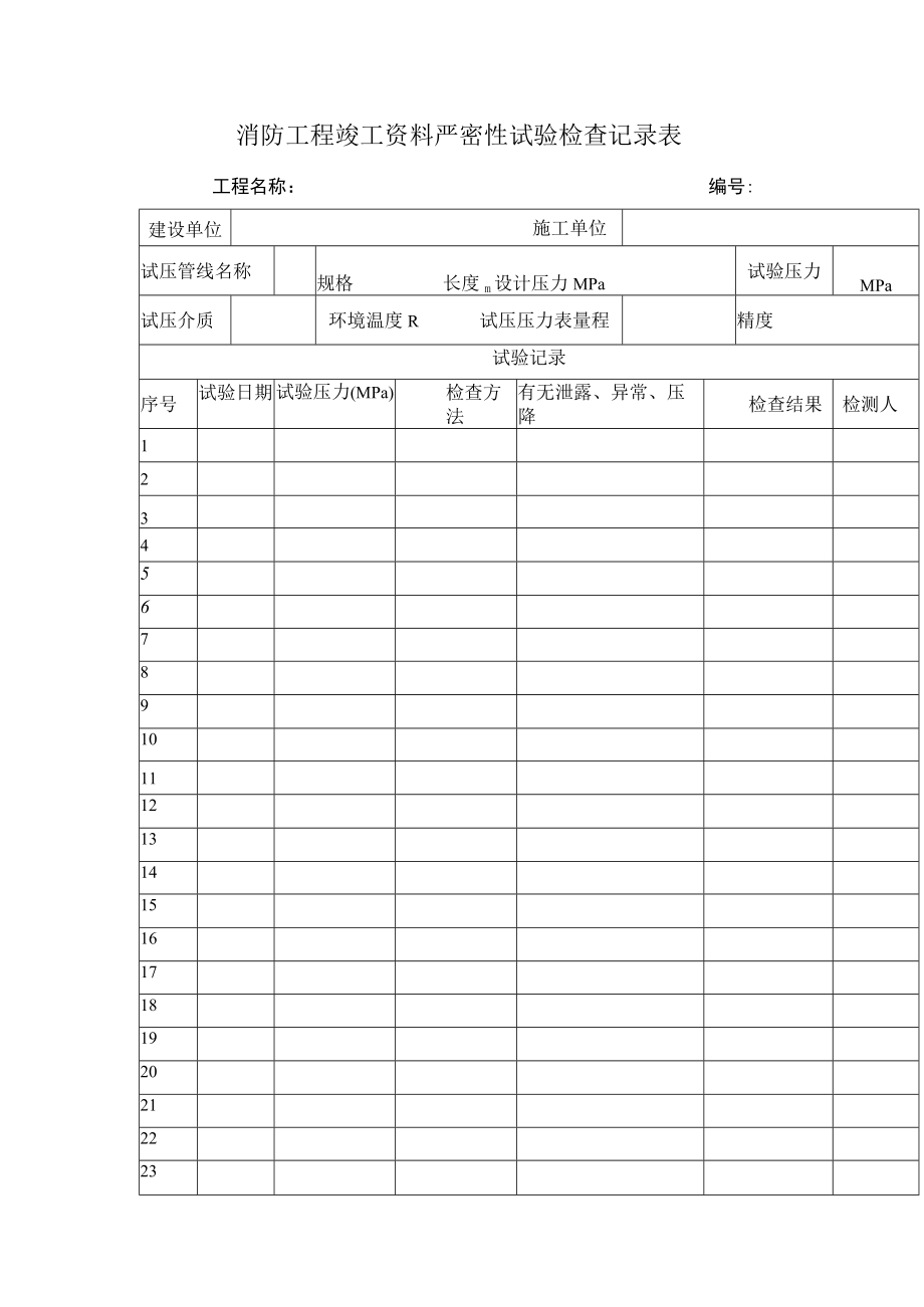 消防工程竣工资料严密性试验检查记录表.docx_第1页