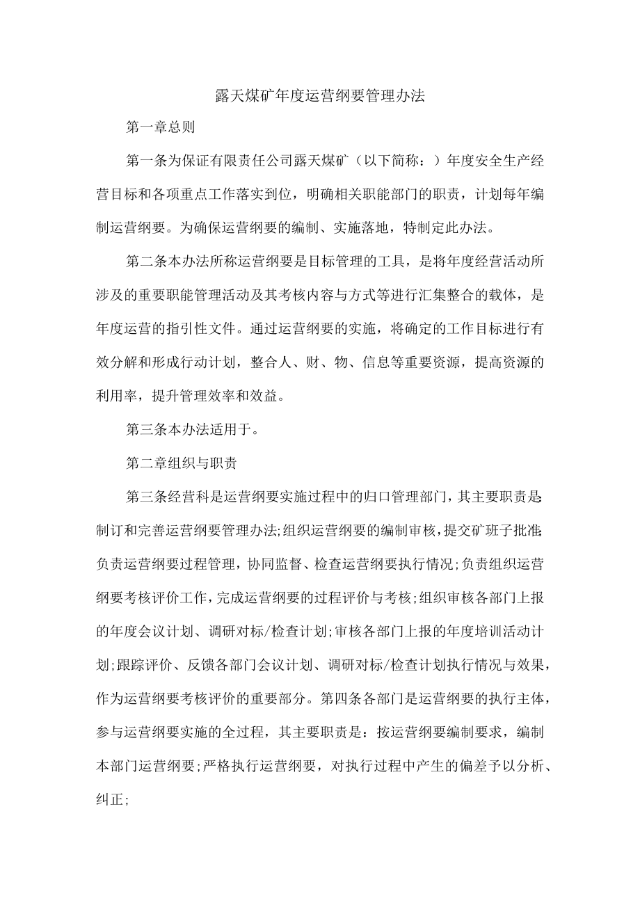 露天煤矿年度运营纲要管理办法.docx_第1页