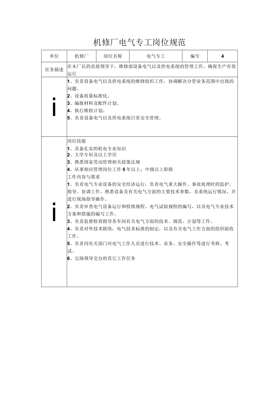 机修厂电气专工岗位规范.docx_第1页