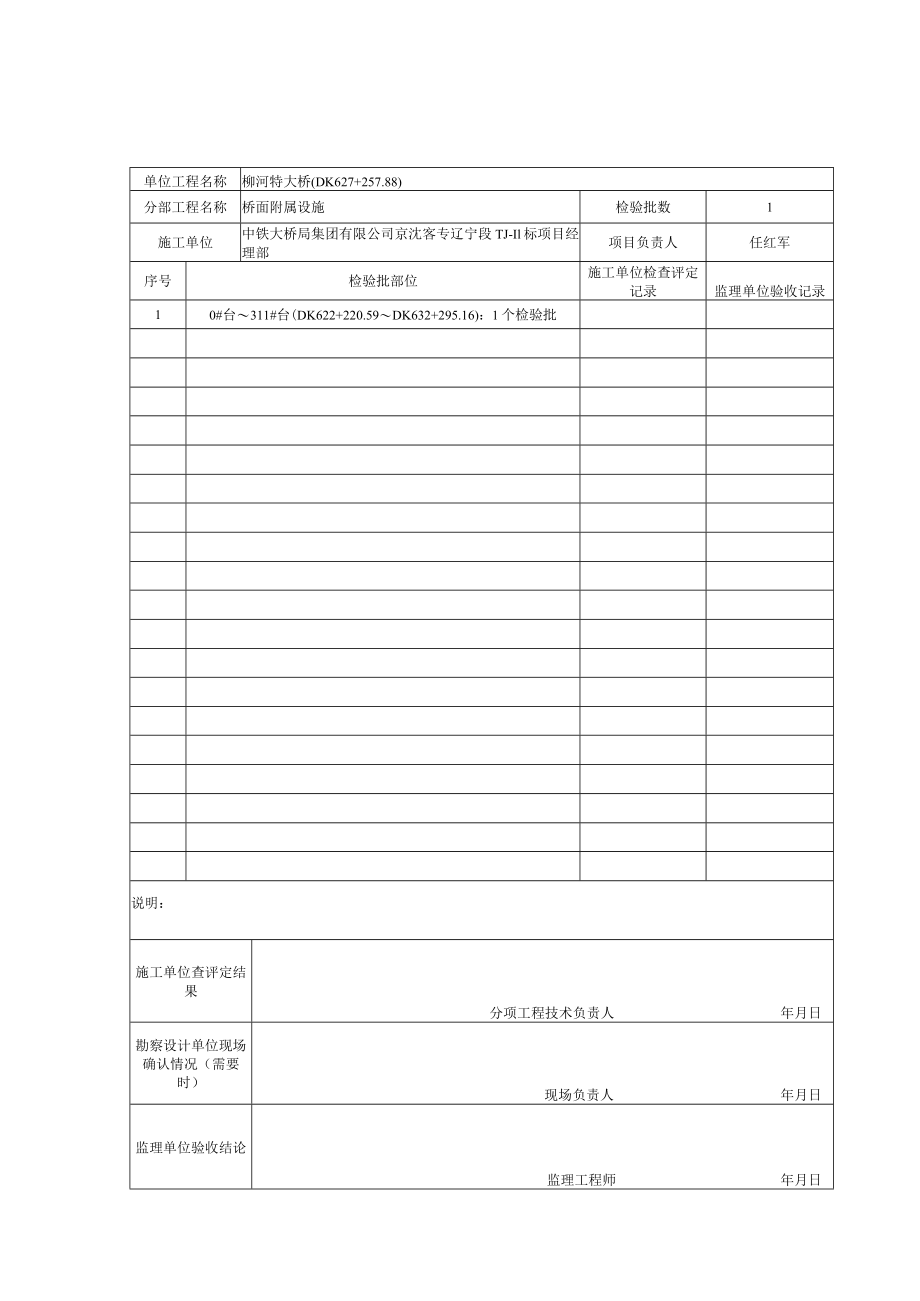 桥梁伸缩装置分项工程质量验收记录 -柳河.docx_第1页