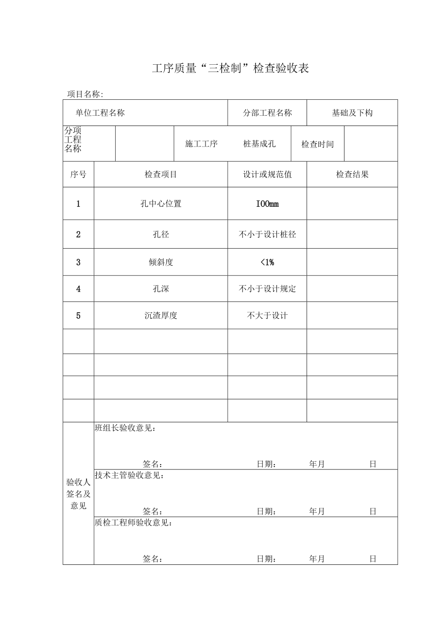 桩基成孔验收表.docx_第1页