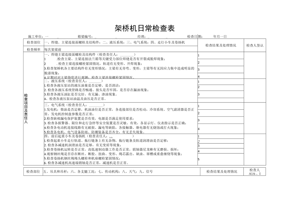 架桥机日常检查表.docx_第1页