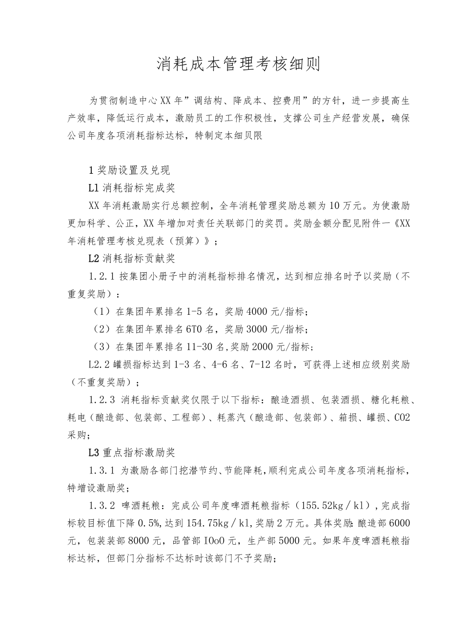 消耗成本管理考核细则.docx_第1页