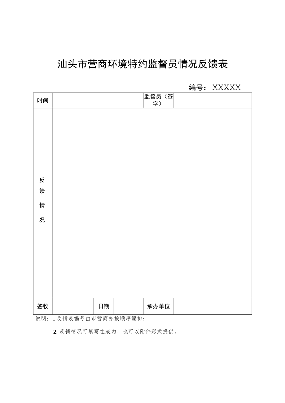 汕头市营商环境特约监督员情况反馈表.docx_第1页