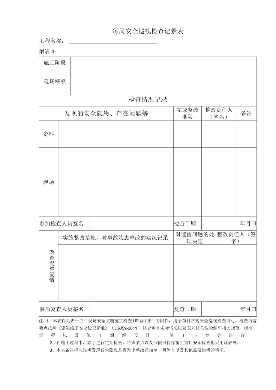 每周安全巡视检查记录表.docx_第1页