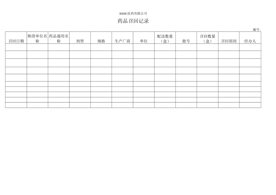 药品召回记录表.docx_第1页