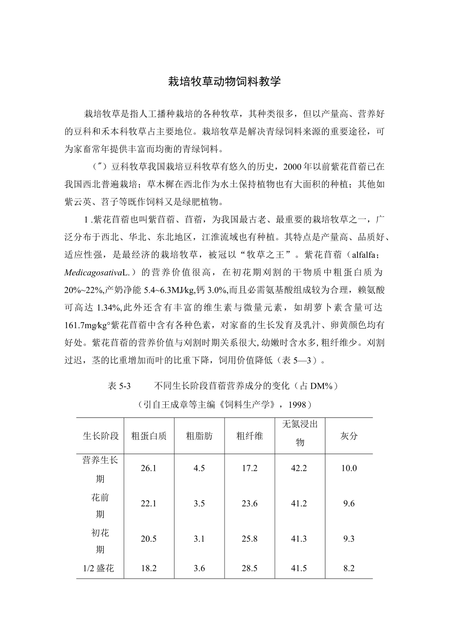 栽培牧草动物饲料教学.docx_第1页