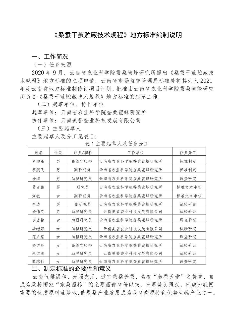 桑蚕干茧贮藏技术规程编制说明.docx_第1页