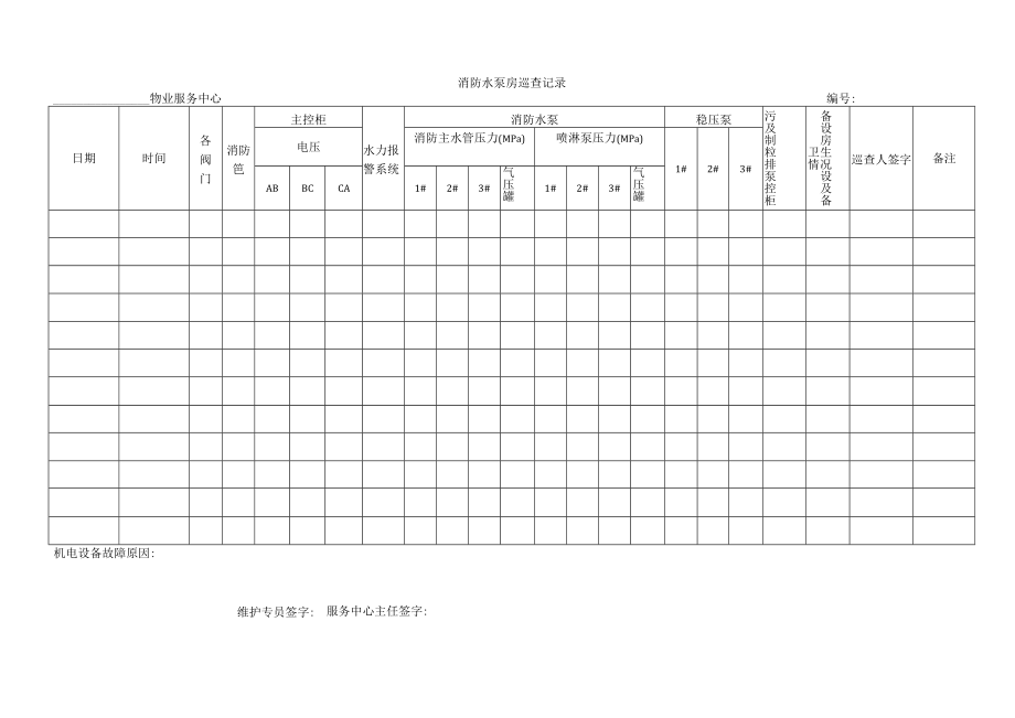 消防水泵房巡查记录.docx_第1页