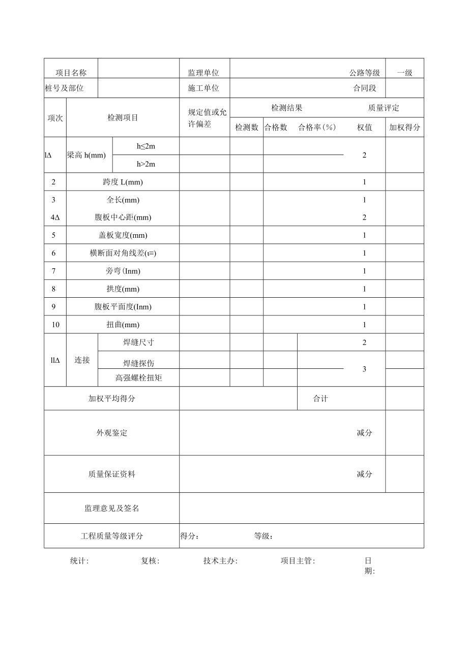 公路施工钢箱梁制作质量检验评定表.docx_第2页