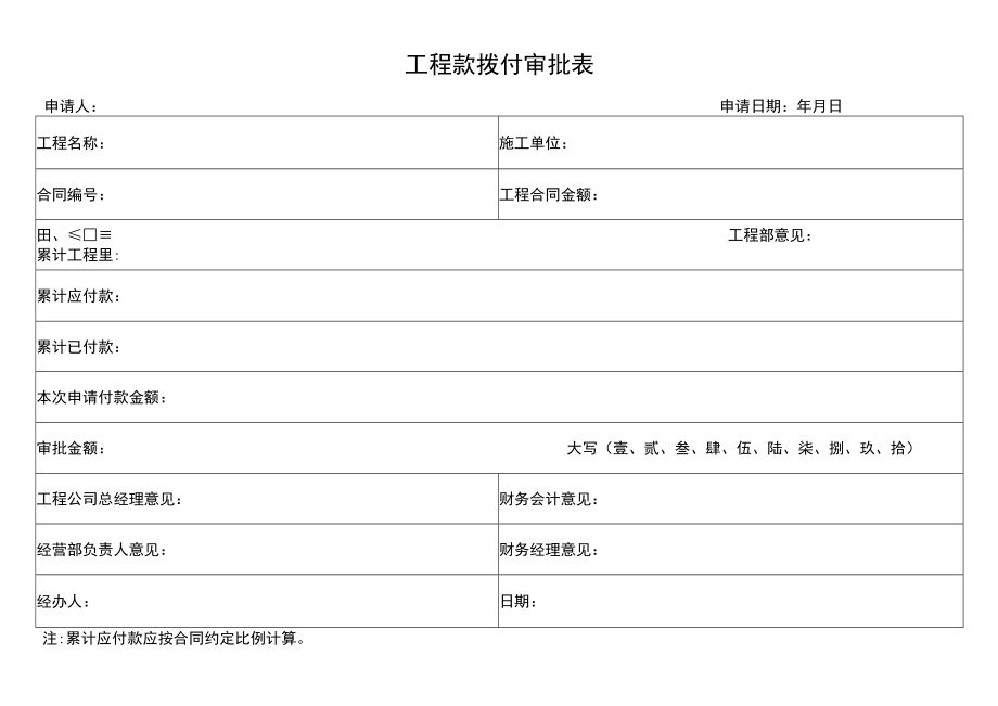 工程款拨付审批表.docx_第1页