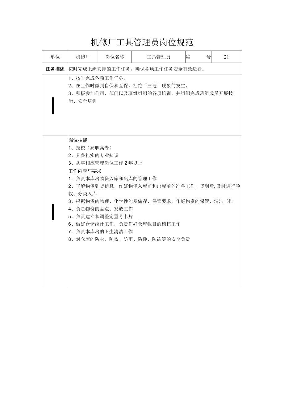 机修厂工具管理员岗位规范.docx_第1页