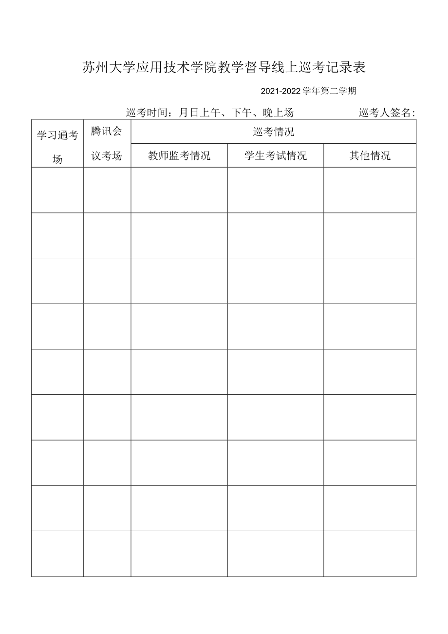 苏州大学应用技术学院教学督导线上巡考记录表.docx_第1页