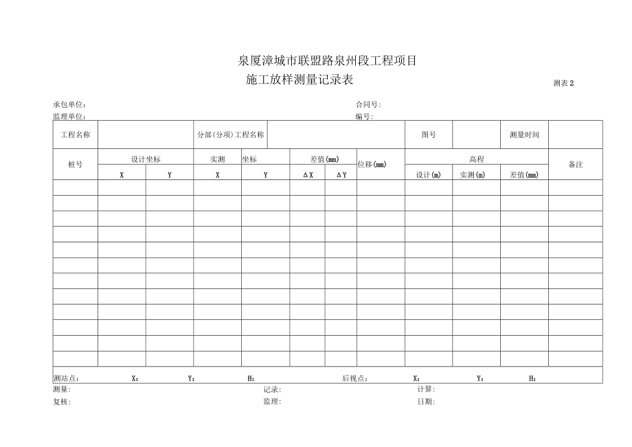 测表2-施工放样测量记录表.docx_第1页