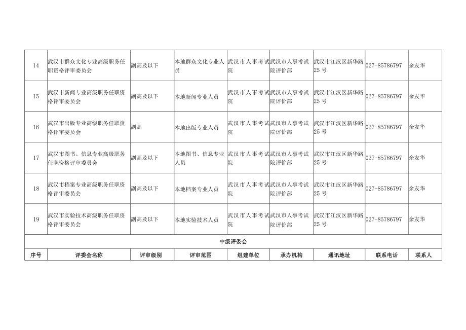 武汉市高、中级专业技术职务任职资格评审委员会一览表.docx_第3页